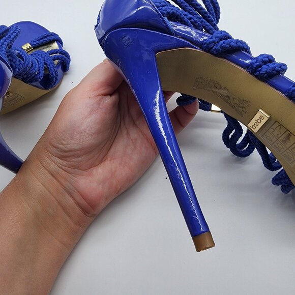 Bebe Cadee Heels Women's Size 9 Blue Zip Rope Straps - Picture 6 of 7